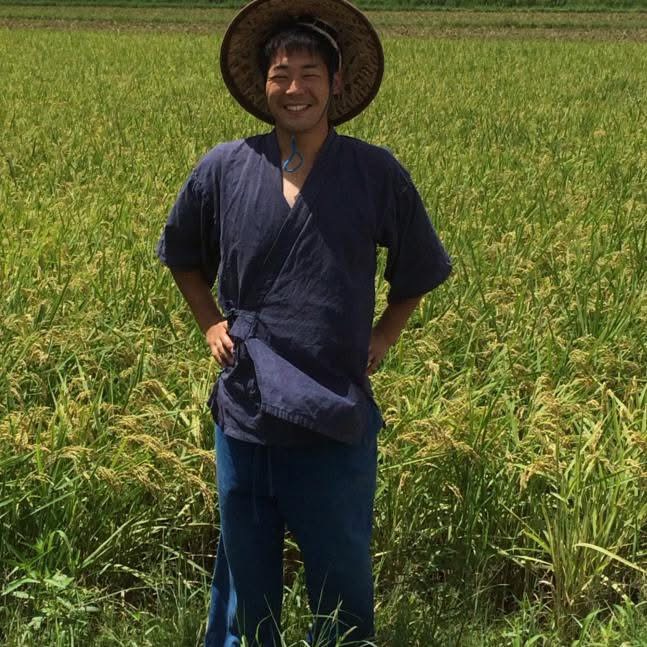 稲田に立つ鳥谷氏